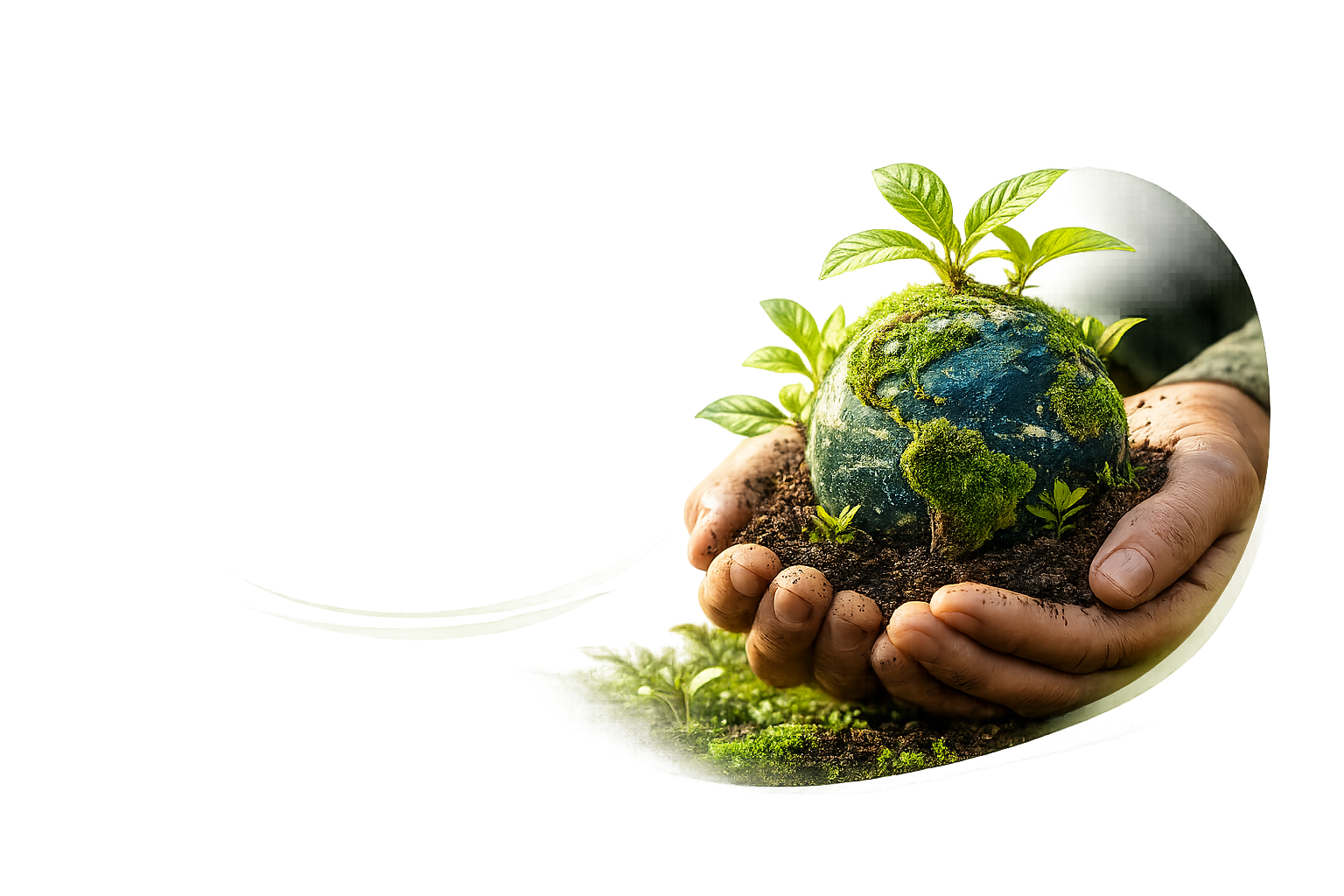 Manos sosteniendo planeta verde — sostenibilidad Ferreplásticos